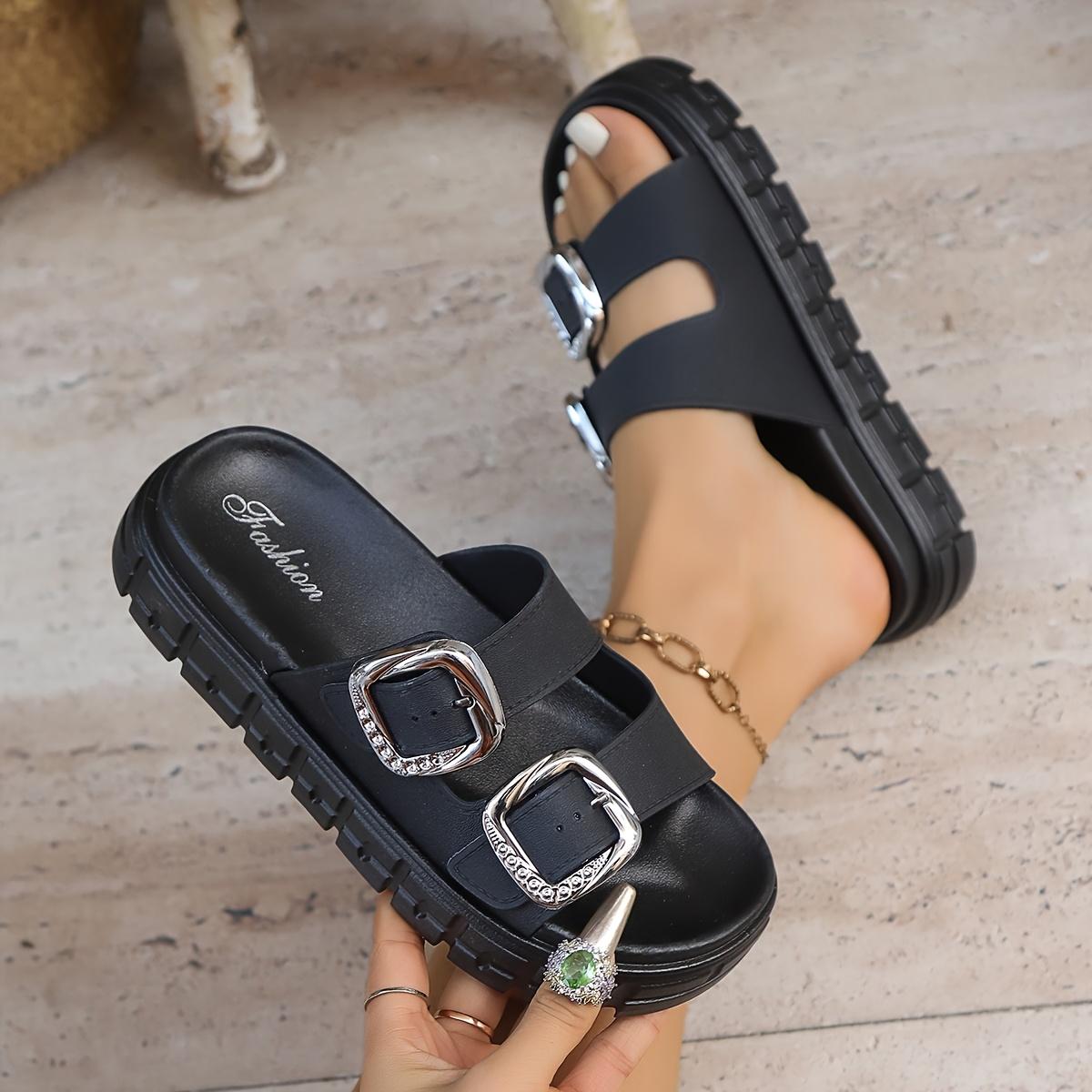 OFIREND Women's Bohemian Platform Sandals - Fashionable Wedge Shoes with Adjustable Buckle Foot Straps, Wide Thick Sole Slippers, Non-Slip TPR Sole, Cushioned Insole, Embellished Faux Cover for Summer Beach Vacation | Women's Shoe