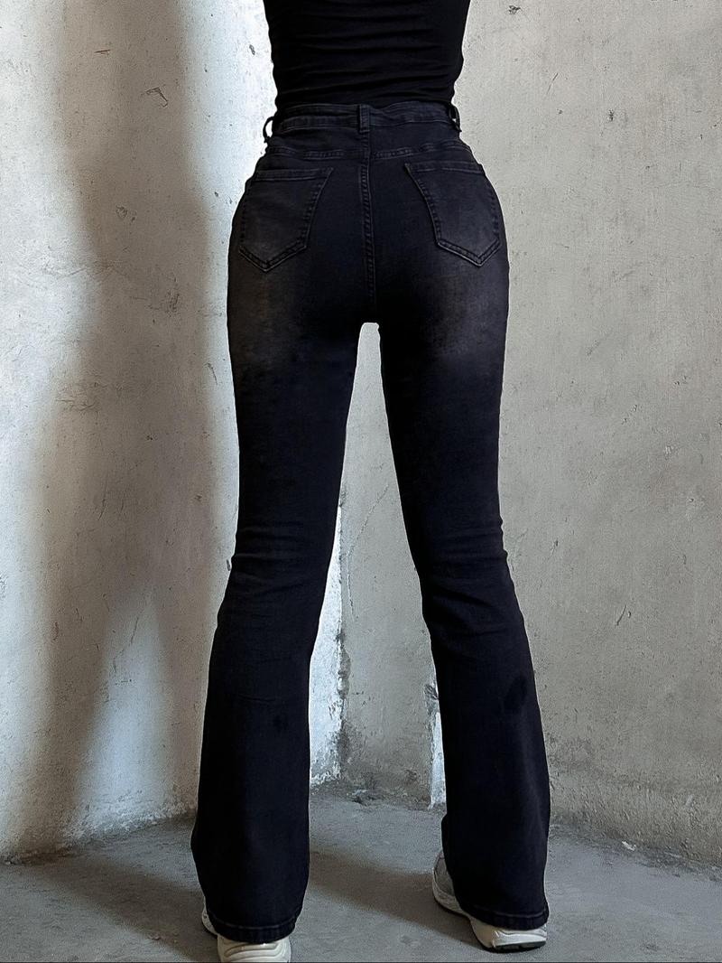 Women's  Ripped Distressed Dark Wash Skinny Stretchy Jeans, Fashion Casual Denim Trousers for Daily Outdoor Wear, Ladies Bottoms for All Seasons