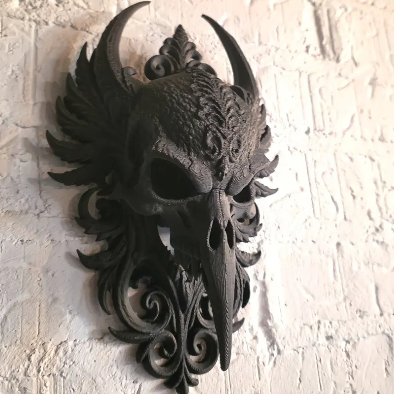 Gothic Raven Skull Statue, Wall Hanging Decor, Home Wall Decoration, Perfect for Living Room, Bedroom, Hallway, Halloween and Christmas Gift