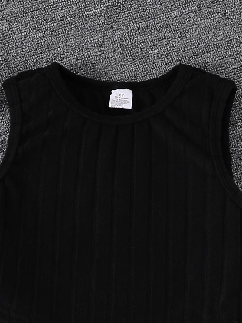 Three-Piece Set Girl's Plain Asymmetrical Hem Crop Hoodie & Crop Tank Top & Camo Print Elastic Waist Sweatpants Set, Casual Drop Shoulder Hooded Sweatshirt & Tank Top & Jogger Pants for Spring & Fall, Kids Clothes for Daily Wear, Grunge Girl Outfits