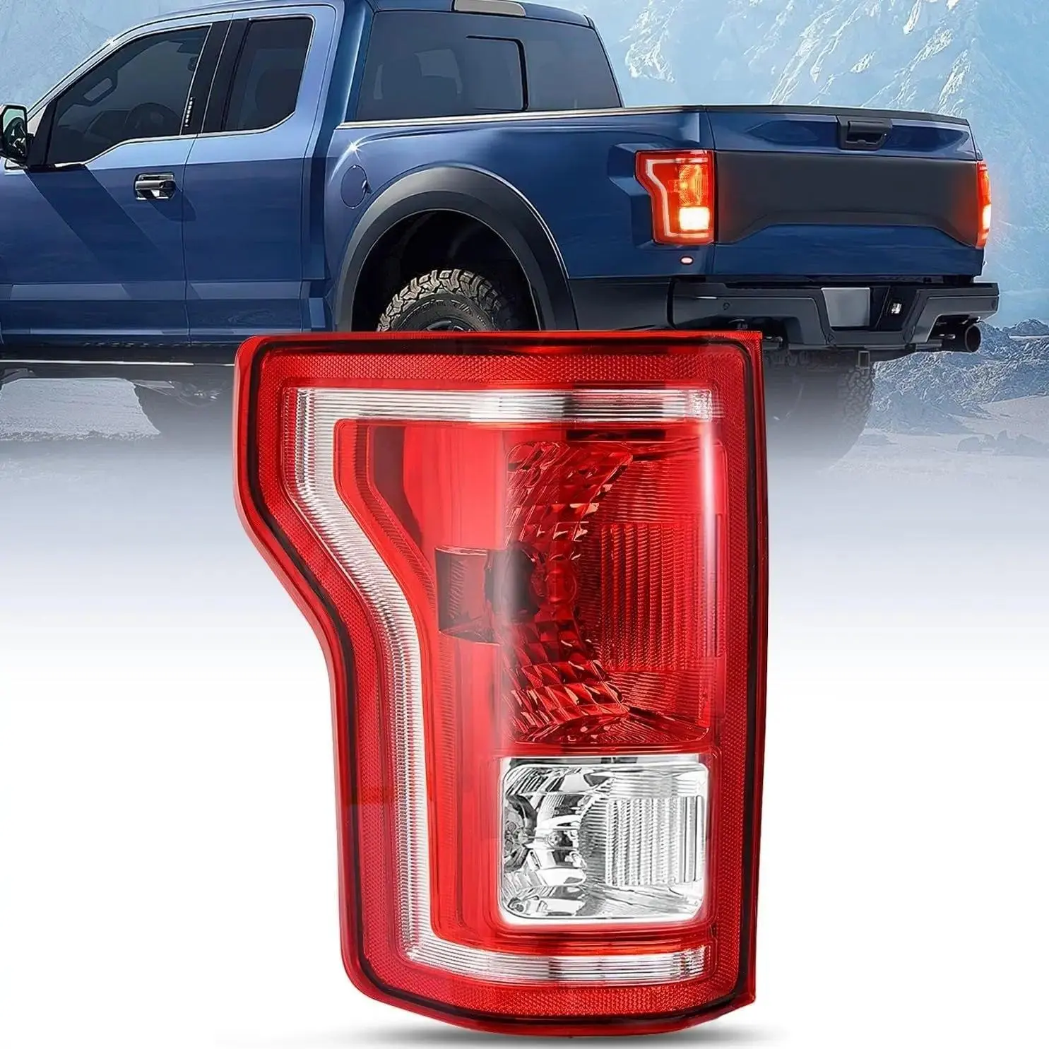 Nilight Driver Side Taillight Assembly for 2015-2016-2017 Ford F150, OE-Style Red Housing Rear Lamp Replacement with Bulbs Included, Harness, Waterproof, Corrosion Resistant, Boosts Nighttime Visibility