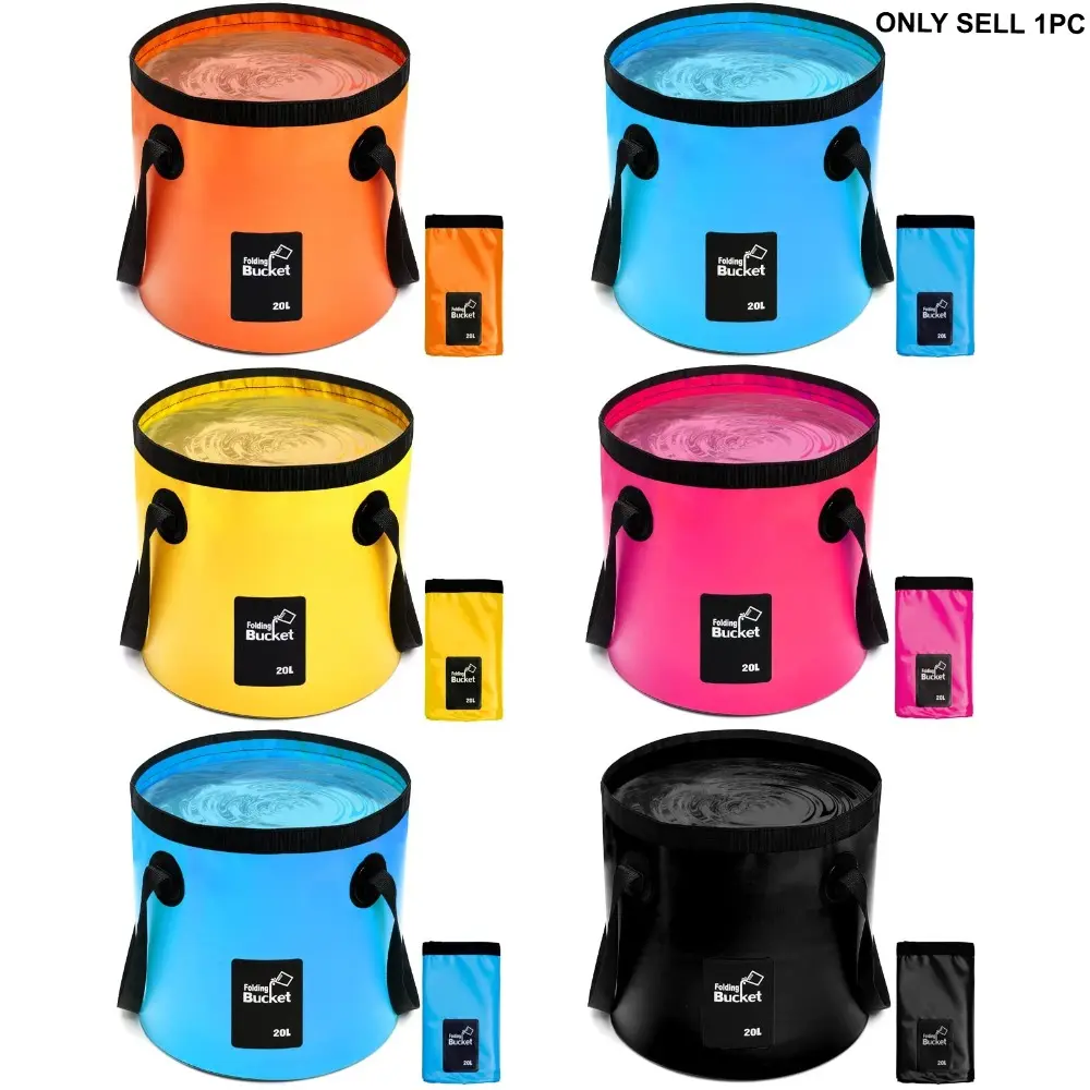 12L/20L Collapsible Bucket with Handle, Portable Water Bucket, Water Holder, Water Reservoir, Folding Storage Container, Water Containers for Storage, Laundry Basin, Car Wash Bucket for Outdoor Camping, Fishing, Beach, RV, Gardening and Plumbing Repairs