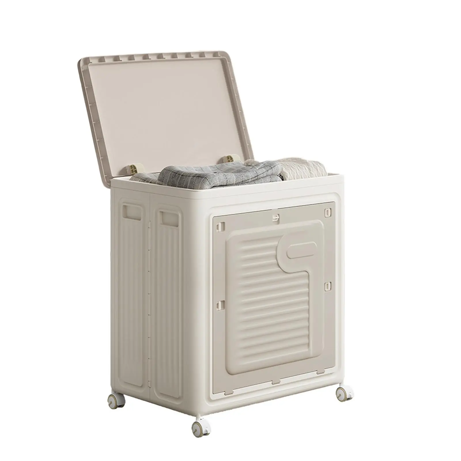 150L Large Rolling Laundry Hamper with Lid - Collapsible Particle-Proof Plastic Clothes Storage Basket on Wheels - Multi-Purpose Home Organizer for Bedroom, Bathroom - Easy to Move and Store, Rolling Hamper, Laundry Basket, Home Decor