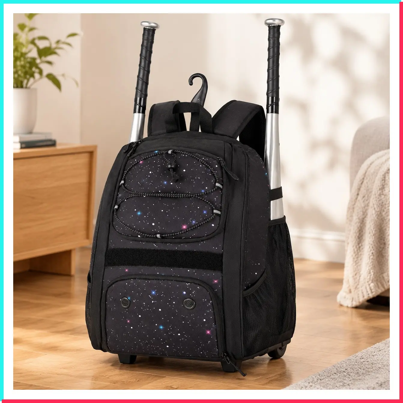 Youth Baseball Backpack with Shoes Compartment, Softball Bag with Fence Hook for T-Ball Bat & Equipment