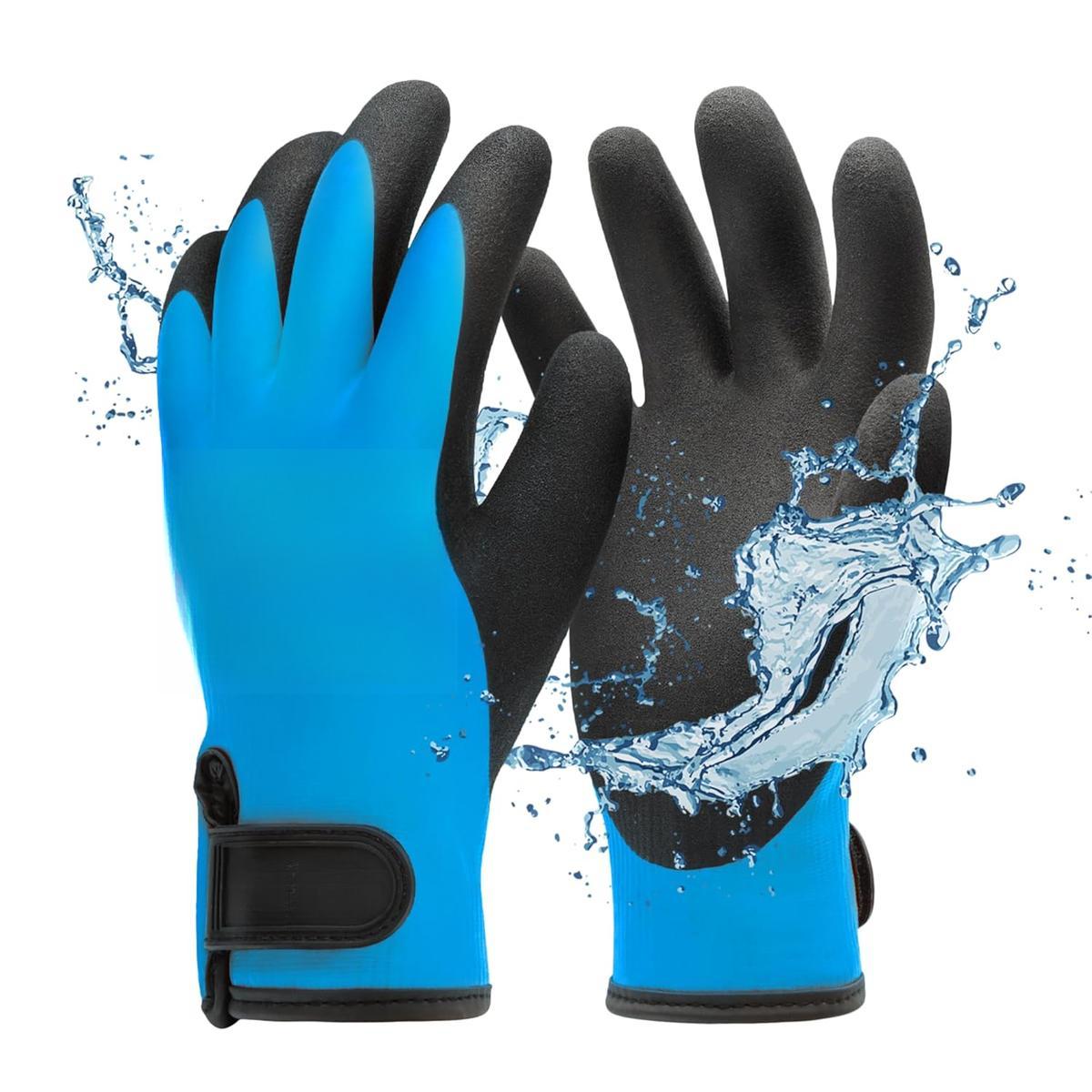 Heavy Duty Winter Gloves, Latex Fully Soaked, 100% Waterproof Gloves, Thermal Insulated Winter Dipped Gloves