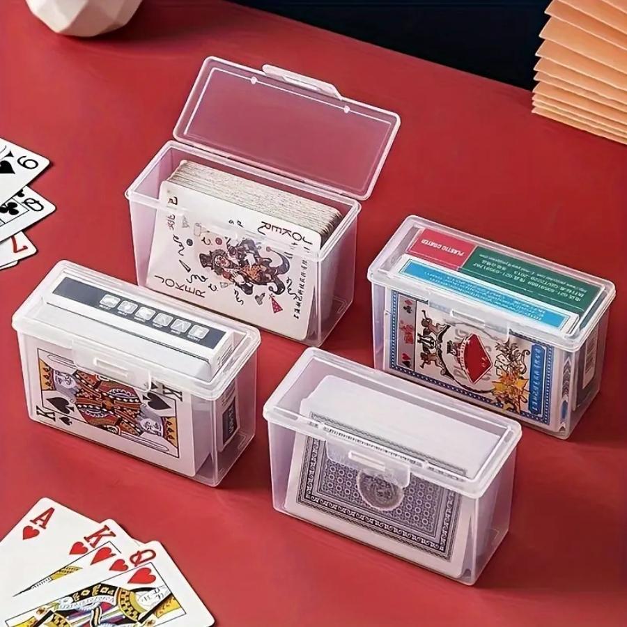 Card Storage Box, 2 Counts Clear Card Game Card Display Box, Poker Storage Box for Home Office, Office Accessories,  Room Accessories