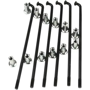 Bicycle Spokes for Electric Bicycle E-Bike Tricycle Wheel 12G 2.5mm Steel 72mm-305mm with Copper Cap 28pcs Black, Nipples, 12G Spokes
