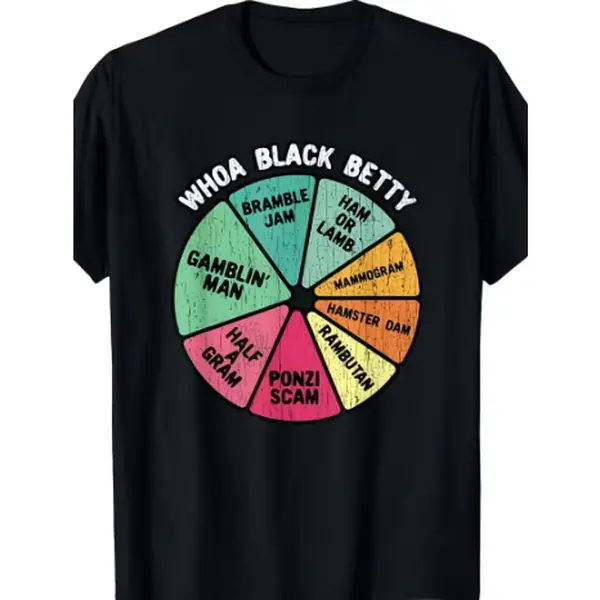 Whoa Black Betty Funny 70'S Classic Rock Music Pie Chart Tshirt Same Style for Men and Unisex 2026 Summer Leeved Printed Tshirt