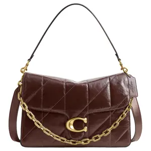 COACH Tabby 35 Crossbody Bag for Women – Large Gold-Tone Logo Leather Handbag in Maple Red