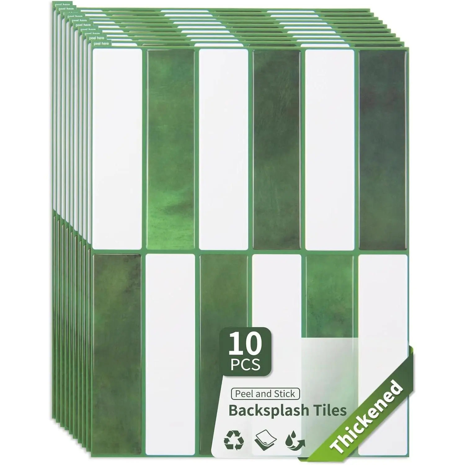 Grass Green Thickened Peel and Stick Backsplash Tiles, 10-Sheet | Peel and stick backsplash, self-adhesive wall tile, Grass Green, thickened, , kitchen bathroom wall, 10-sheet