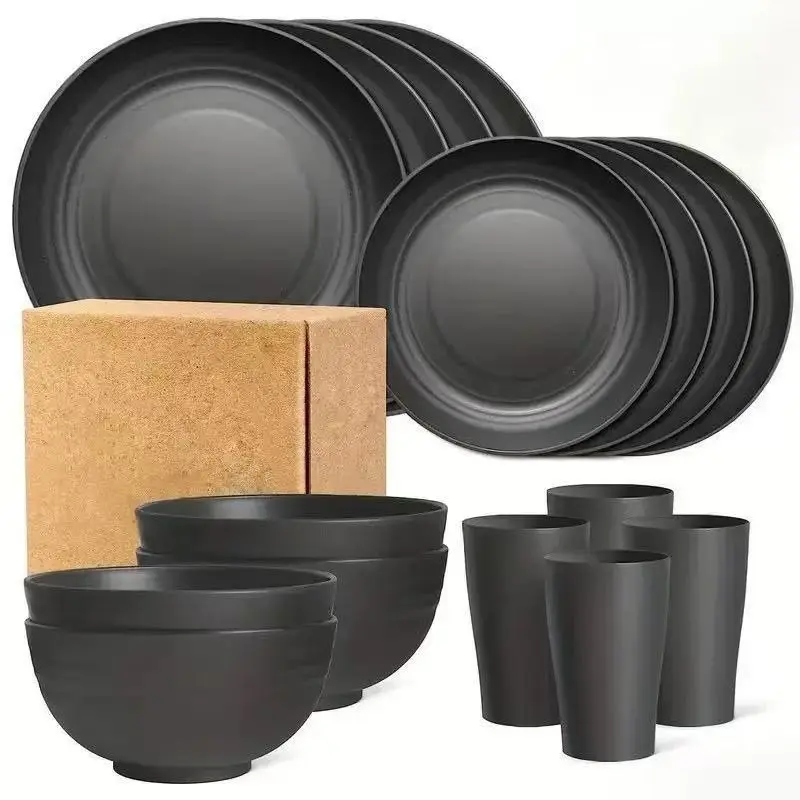 PP Dishware Set 16 Pieces, Thickened Fall Winter Colors, Durable, Dishwasher Safe, Ideal for Camping, Home, Parties, Christmas, Halloween, Dishes Set, Party Tableware Set, Tableware Sets
