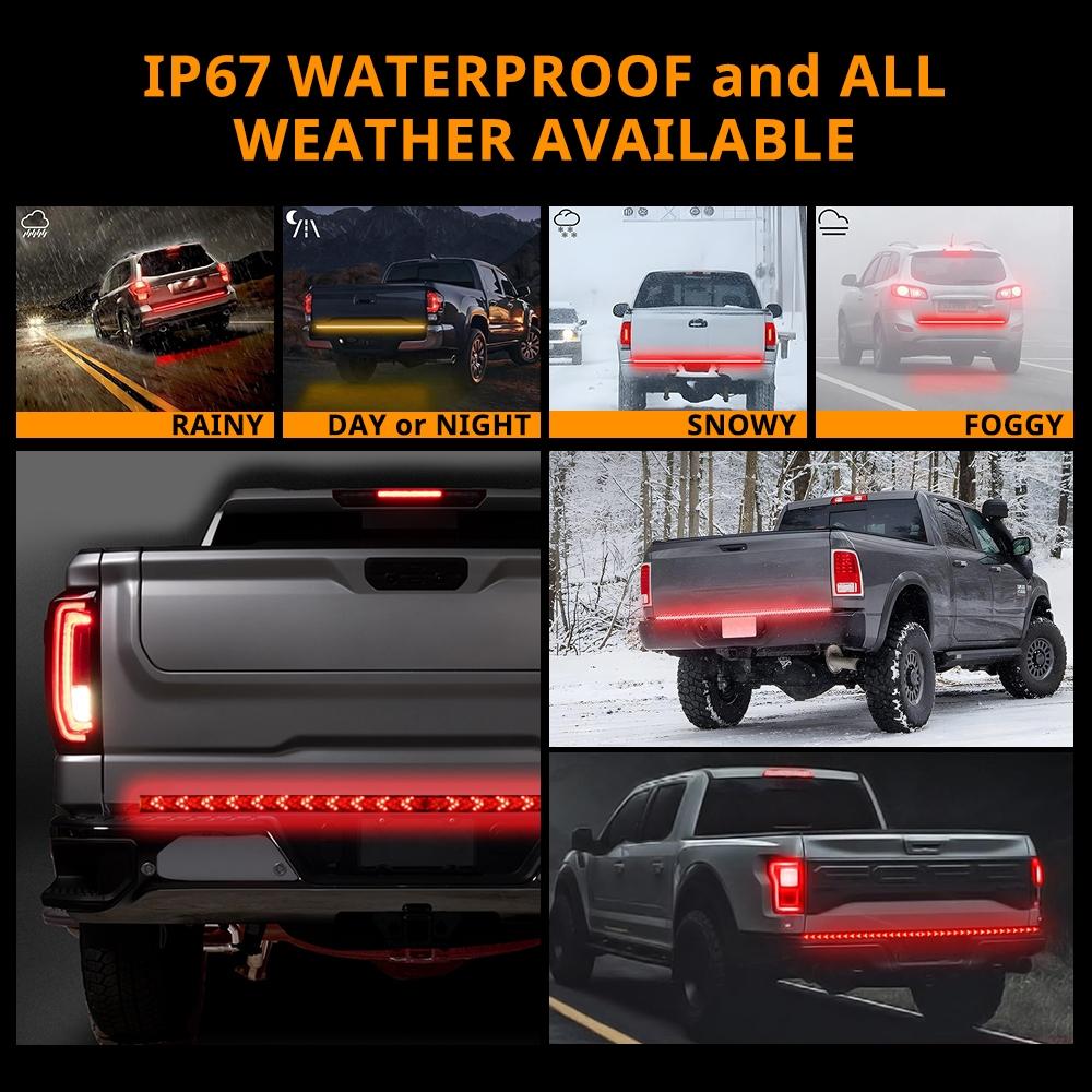 48 Inch Car LED Light Bar, Dynamic Fishbone Shaped Decorative Light, Car Tailgate LED Light Bar, Decorative Light for Truck Pickup Trailer SUV RV VAN Jeep, Led Tailgate Lights