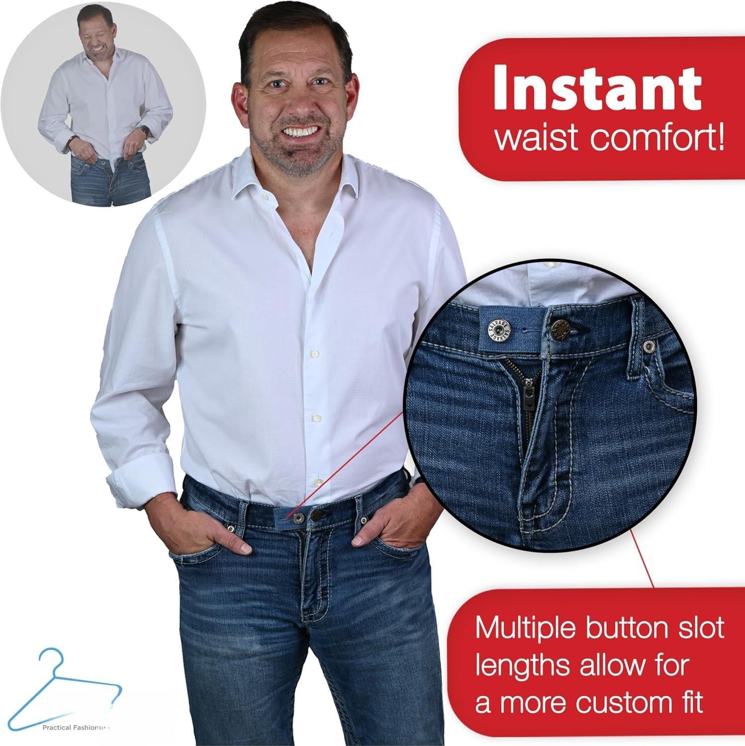 Button Extender for Pants  Extenders for Pants for Men and Women (6- Multiple Styles) Adjustable Jeans Button Extender  Black Metal Hook Pants Khaki Waistband Expander by
