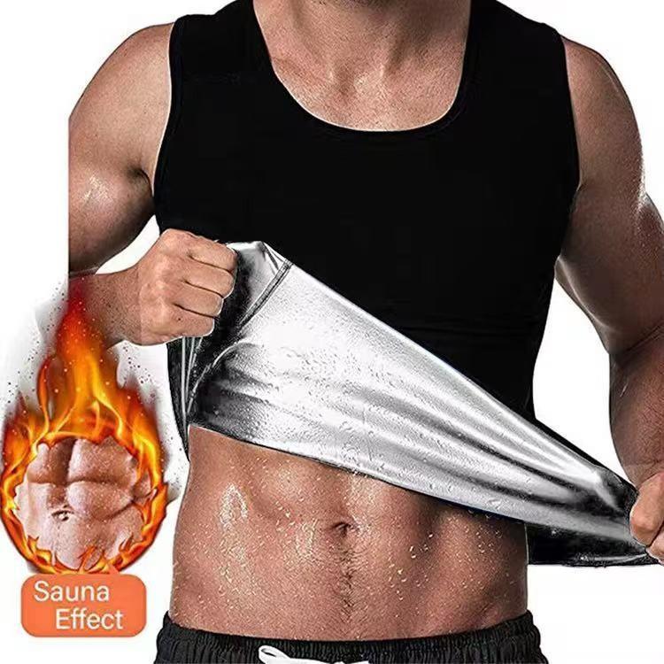 Men’s Sauna Sweat Vest Compression Workout Shirt for Gym Training Quick-Dry Sweat-Absorbing Fitness Top with Waistline Design Lightweight Sportswear for Exercise & Daily Wear