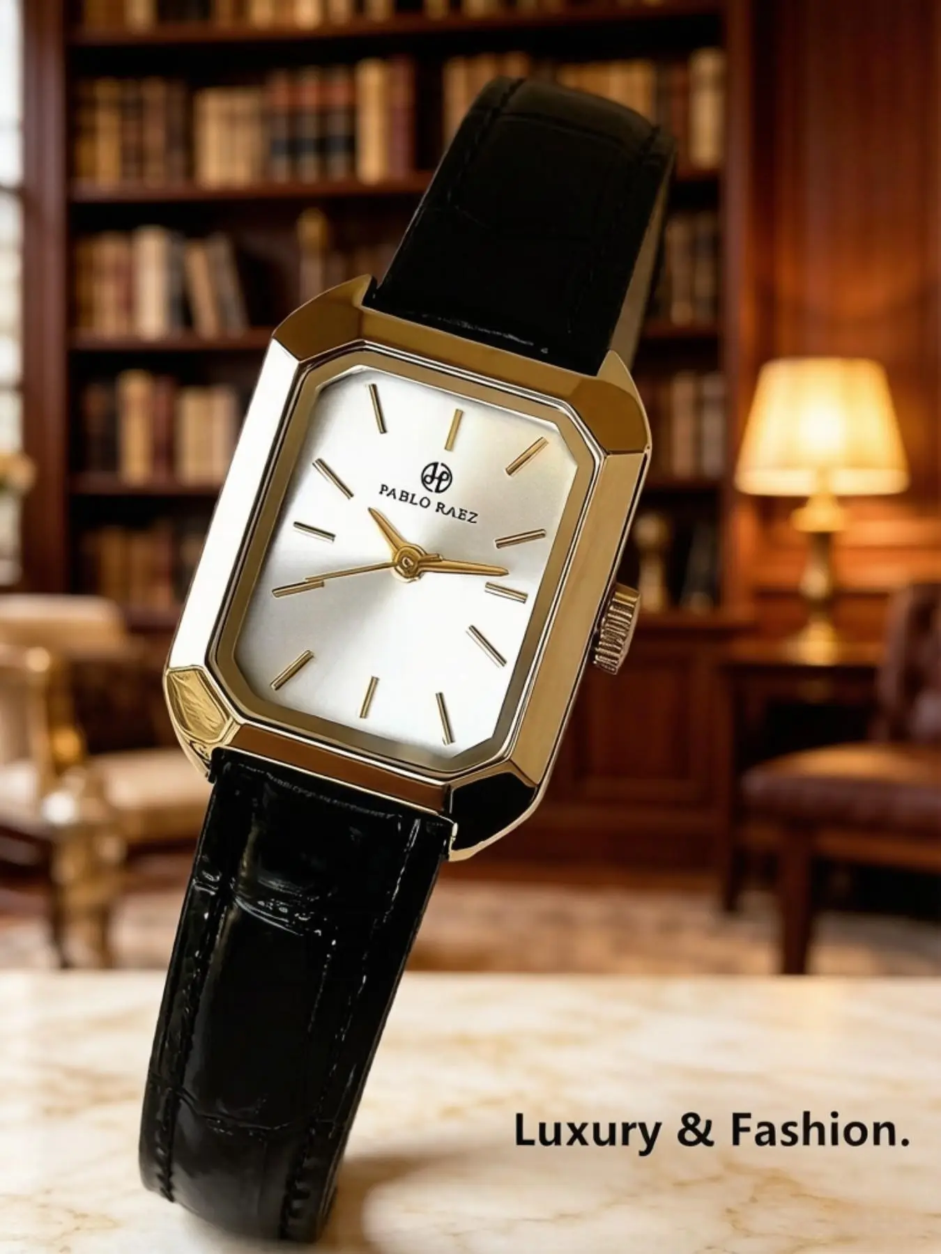 Women's Stainless Steel Square Case Analog Quartz Watch, Small Size, Elegant Leather Strap, 50m Waterproof, Perfect Gift