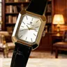 Women's Stainless Steel Square Case Analog Quartz, Small Size, Elegant Leather Strap, 50m Waterproof, fashionable watches, Perfect Gift