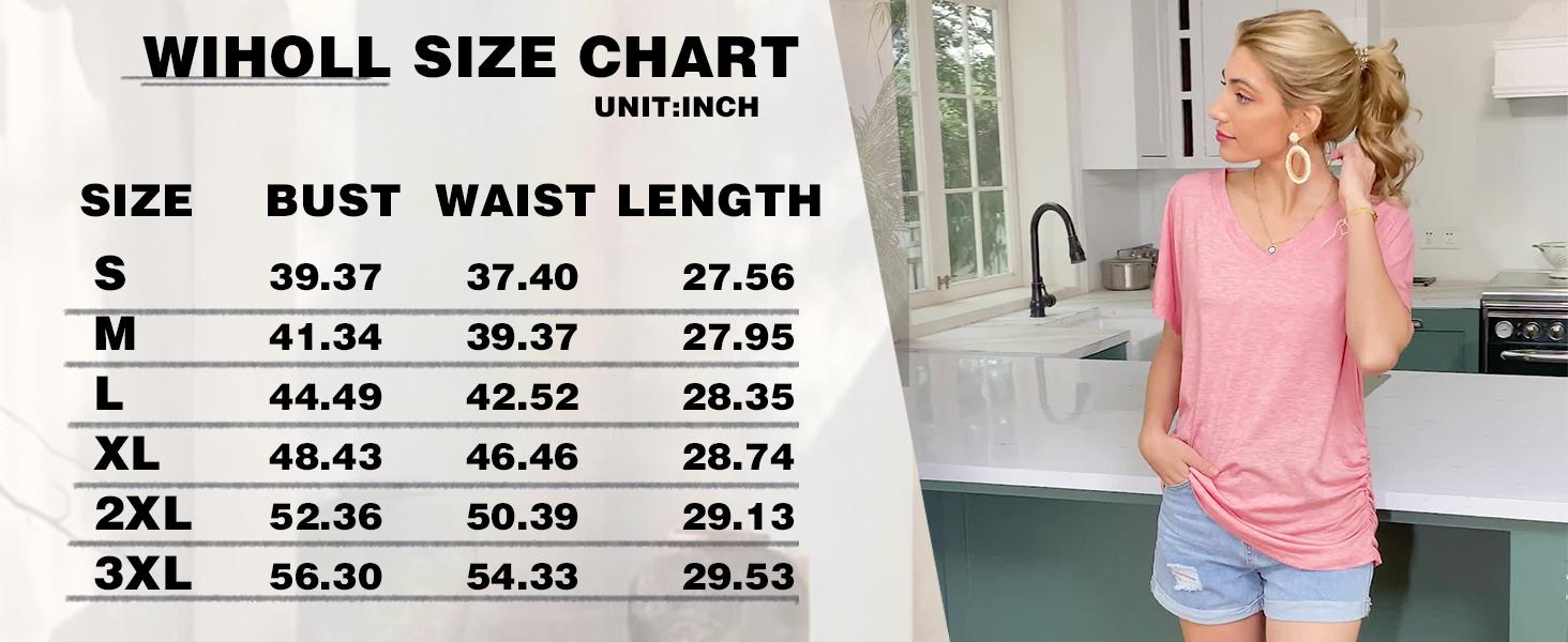 WIHOLL Womens Short Sleeve V Neck Dolman Tops with Side Shirring Loose Fit Shirts SpringStatements WIHOLL Womens Short Sleeve V Neck Dolman Tops with Side Shirring Loose Fit Shirts SpringStatements