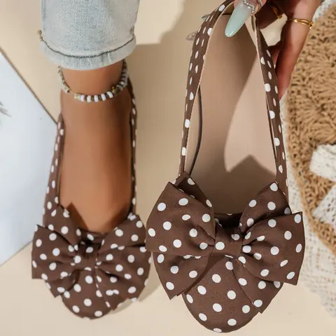 Women's Fashionable Flats, Retro Polka Dot Slip-On Shoes with Cute Oversized Bow, Comfortable Casual Footwear for Everyday Wear, Slip Ins Shoes