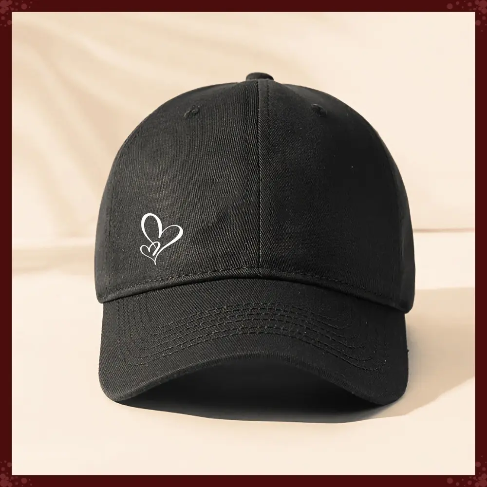 New Baseball Cap With Heart Soft Top Dad Hat Adjustable Sun Hat For Men Women Outdoor Sports Running Travel School Daily Wear Cotton Cap Fashion Gifts Black White Pink Grey Khaki Blue Cap Hat
