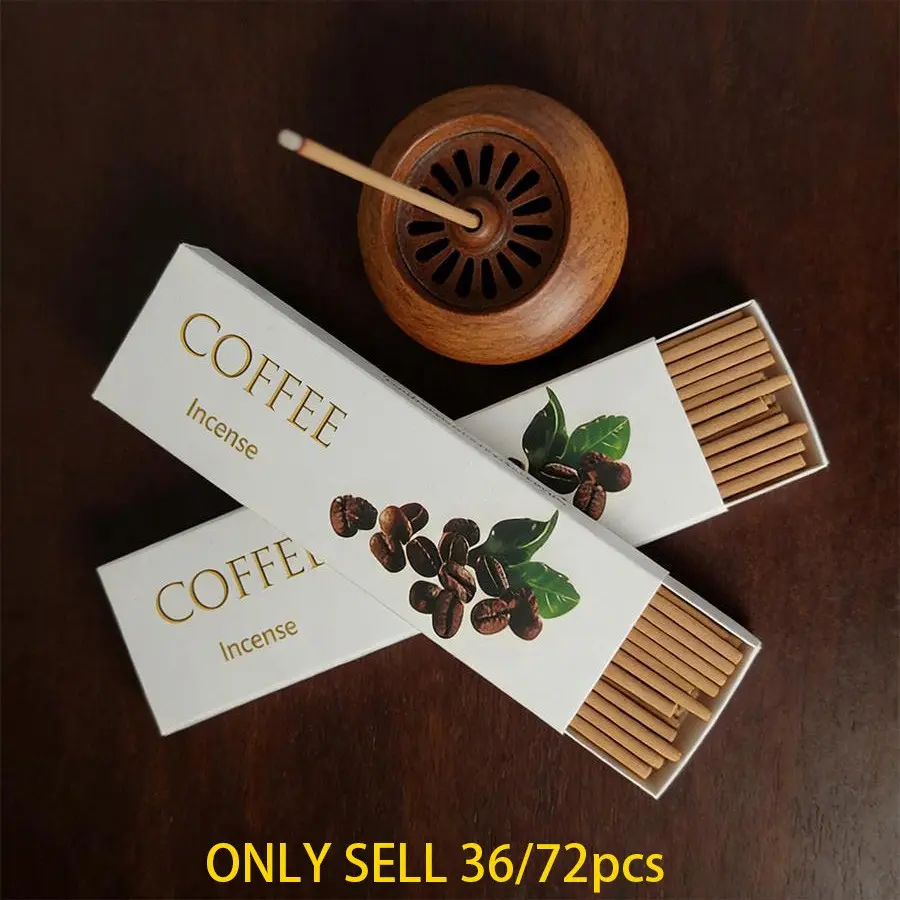 12cm Coffee Incense Sticks, 36/72pcs, Traditional Handmade, Coffee Cocoa & Woody Scent, Ideal for Yoga/meditation/work, Portable, Boxed