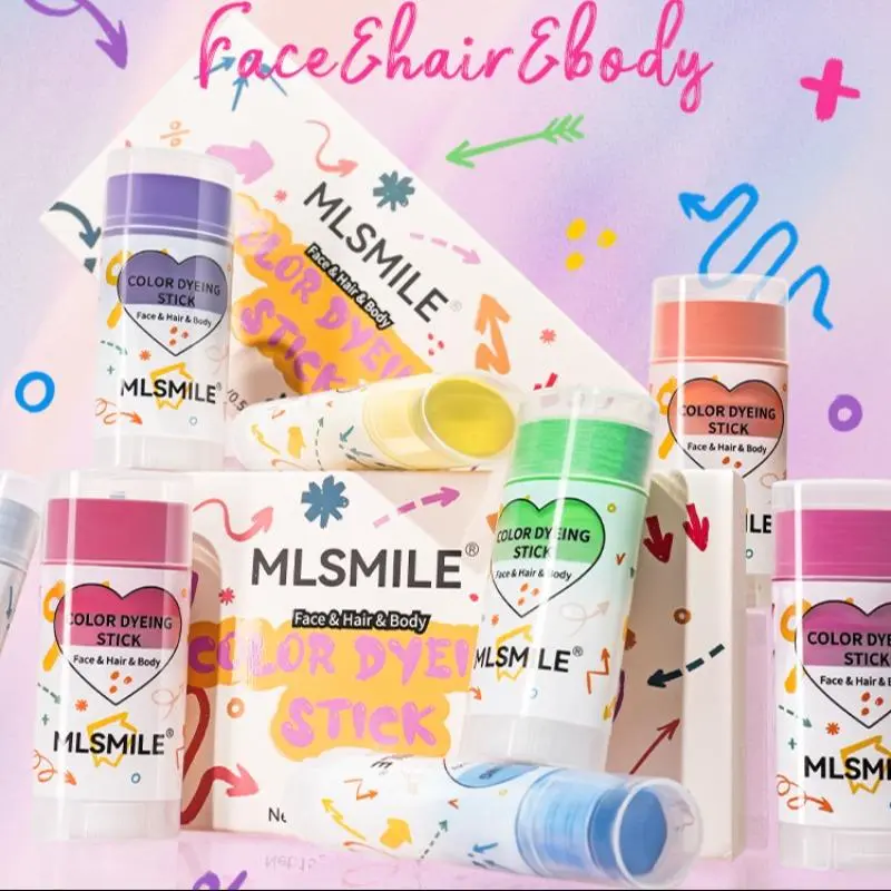 One-Time Hair Dye for Face and Body, Multi-Use Combo, 8 Colors Available, Easy Application and Cleanup, Portable, Versatile Styling, Hair Color Stick