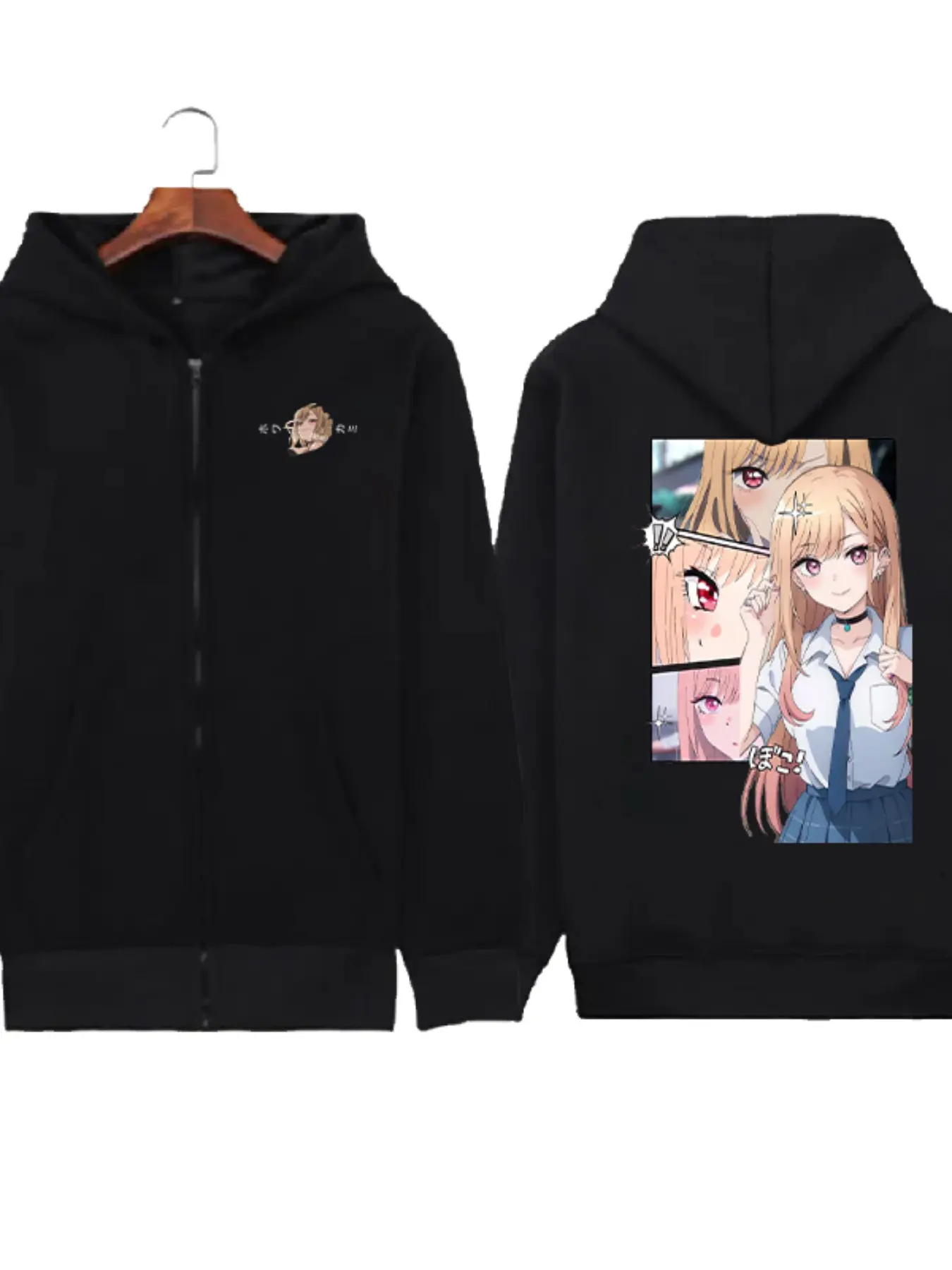 Anime-Inspired Zip-Up Jacket, Loose-Fit Casual Style, Dual-Sided Print Design, Ideal for All Seasons, Trendy Anime