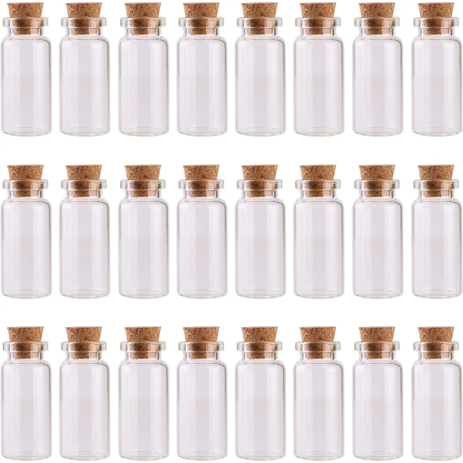 24 count 10ml Glass Bottles Mini Vials with Cork Stoppers for DIY Decor | small jars mini glass bottles  Glass Vials corks lid Wedding Party Favors Art Crafts Storage Container message bottle