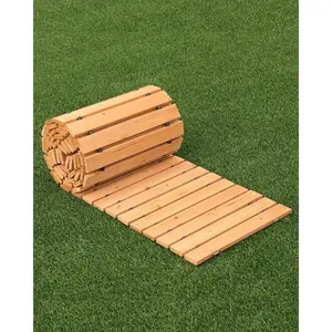 VEVOR Wooden Garden Pathway, 12 ft Lx 17 in W, Non-Slip Straight Garden Walkway, Roll Out Cedar Outdoor Walkway Path with Wire Rope Connection, Decorative Garden Paver for Backyard Wedding Party