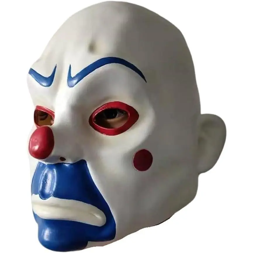 The Dark Joker Robber Clown Mask for Halloween Costume Party, Realistic Facial Details, Half Head