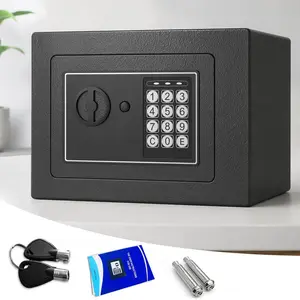 Home Mini Security Safe 0.23/0.44 Cubic Feet Digital Keypad Lock Safe Box with Keys & Passcode Black for Coin Jewelry Office Rooms