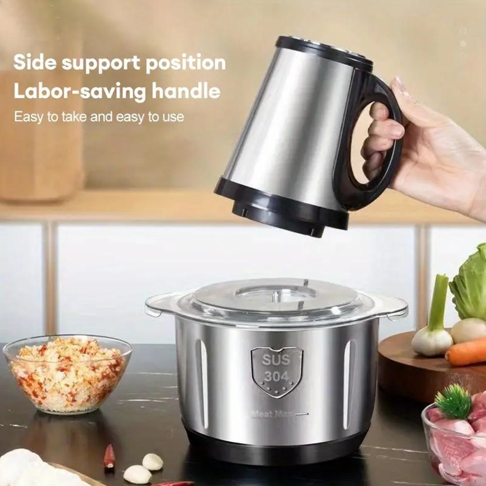Stainless Steel Meat Grinder, Large Capacity Electric Food Chopper, 3 Speed Food Processor, Dough Mixer for Vegetables, Onions, Garlic, Salads