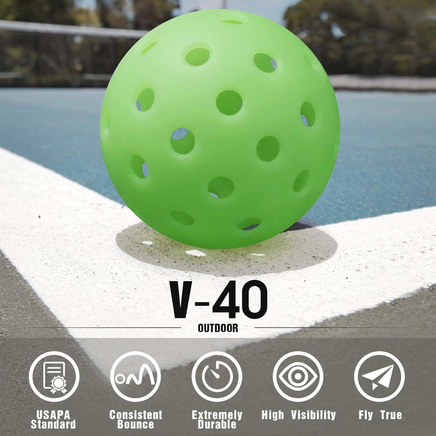 Pickleballs 40 holes, fluorescent glow-in-the-dark pickleballs, high elasticity, for night training