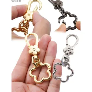 Flower-Shaped Snap Hooks Keychains, DIY Jewelry Accessories, Detachable Handbag Strap Connector, Rotating Hook, Dog Clip, Keychain Wristlet Strap For Bags