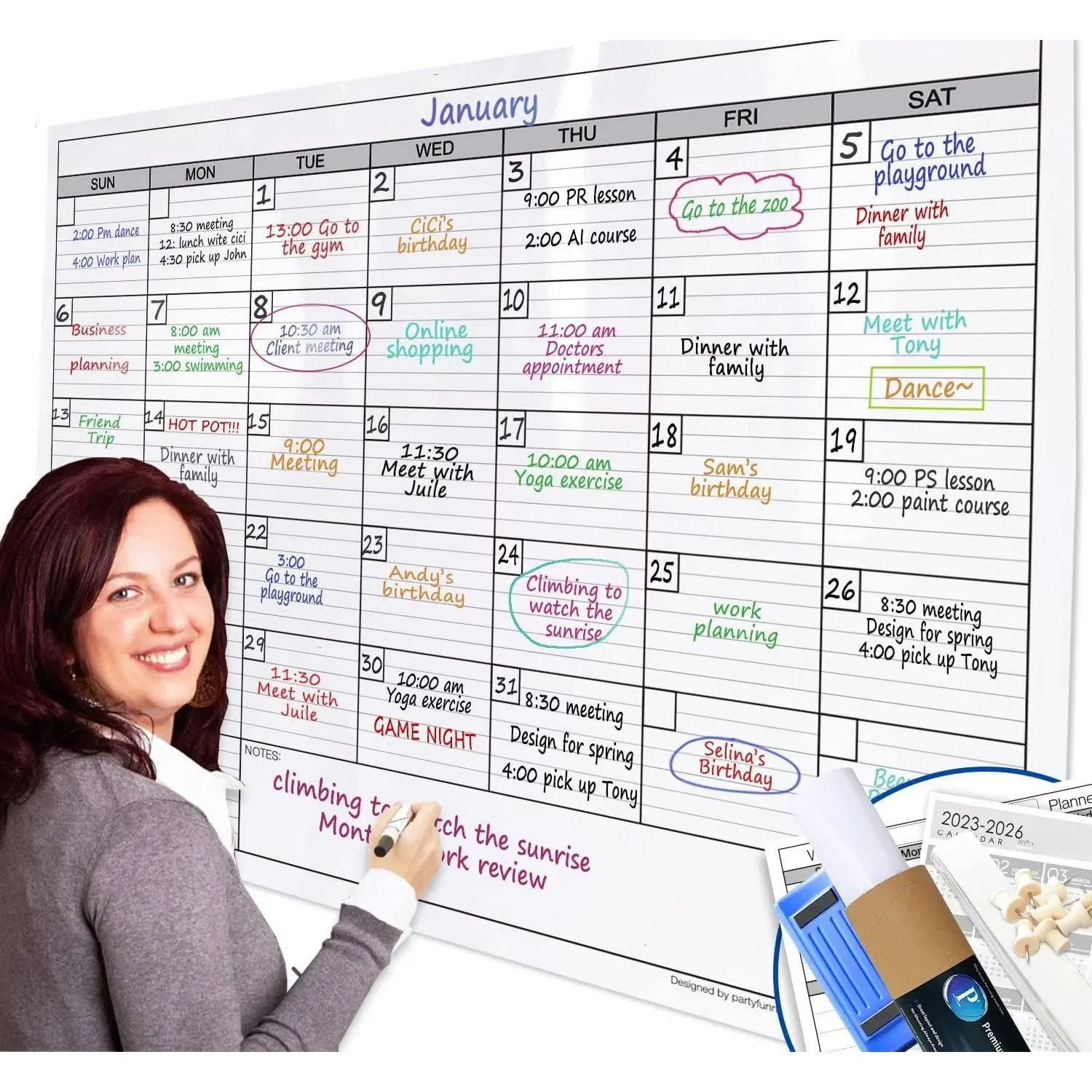 Large Dry Erase Calendar for Wall, 38x50 in Monthly Dry Erase Wall Calendar |  Huge Erasable  Month Laminated Blank Whiteboard , Giant 30-Day White Board Poster for Office Family