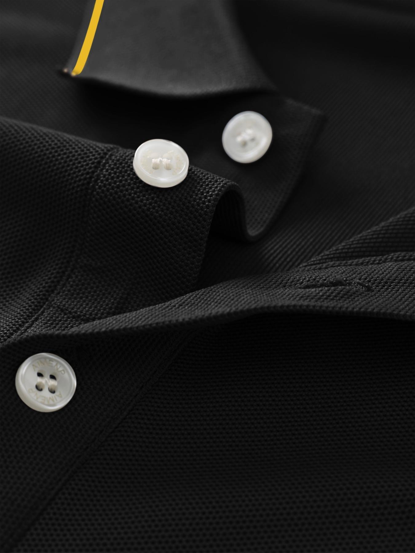 Men's Classic Fashion Stylish Casual Comfortable Micro-Elastic Straight Tube Polo Shirt, Trim Design, Rabbit Print, Outdoor Sports Polo