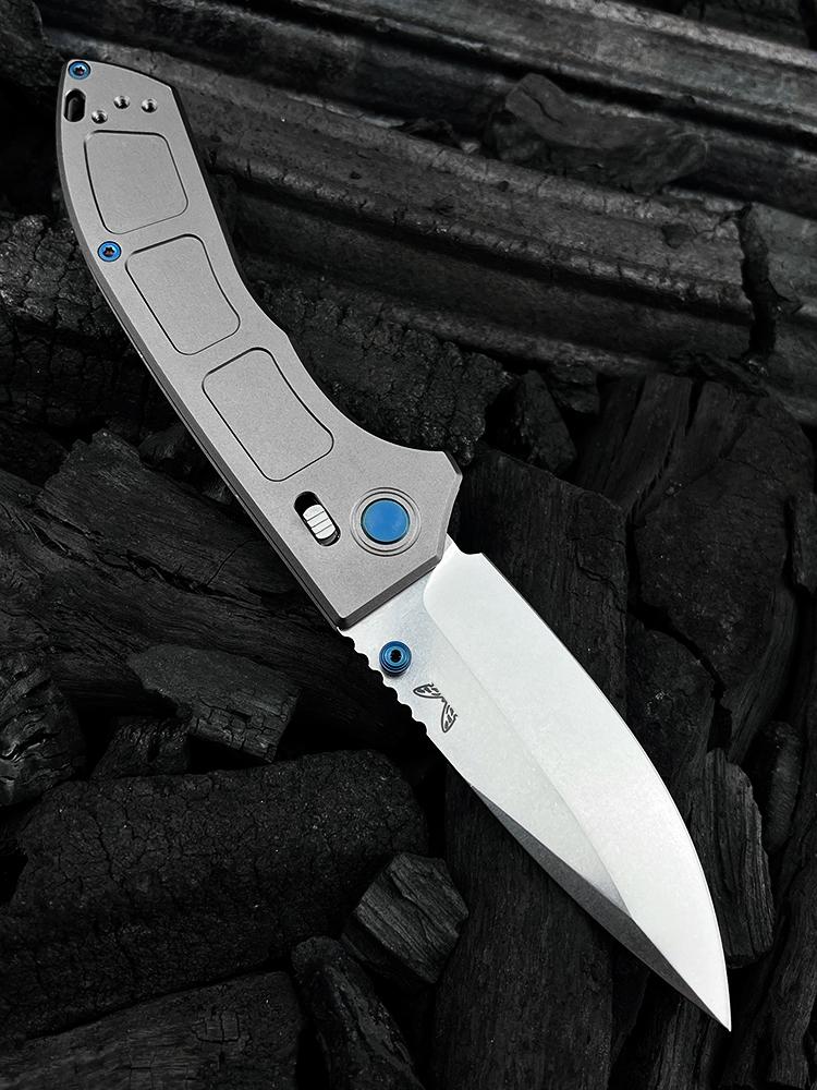 BM Narrows 748 Pocket Knife M390 Super Premium Stainless Steel Blade Knife 6Al-4V Titanium GRAY Handle folding knife Outdoor Hunting Survival Knife Hiking Knife self defense tactical knife Camping Fishing Tools Knife EDC Knife