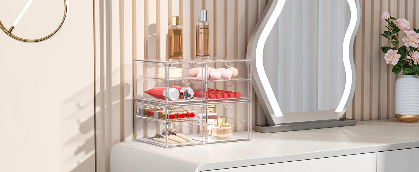 Makeup Organizer, 30 Drawers Acrylic Clear Drawer Organizer, Clear Makeup Organizer, Plastic Storage Drawers for Vanity, Bathroom, Closet, Desk