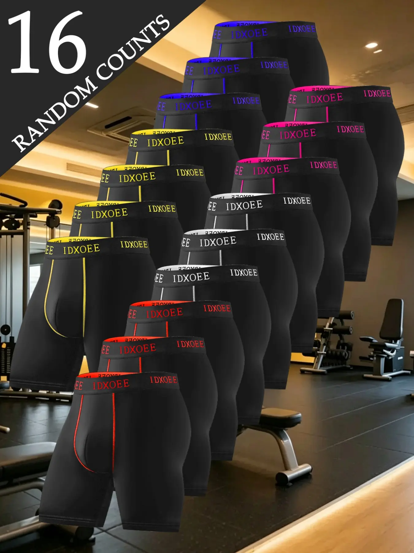 16pcs random men's comfortable slim fit shaping underwear - breathable, quick drying, elastic waistband, suitable long boxer underwear for exercise, and casual wear - soft, lightweight, Suitable for wearing in all seasons, Men's flat cornered underwear.