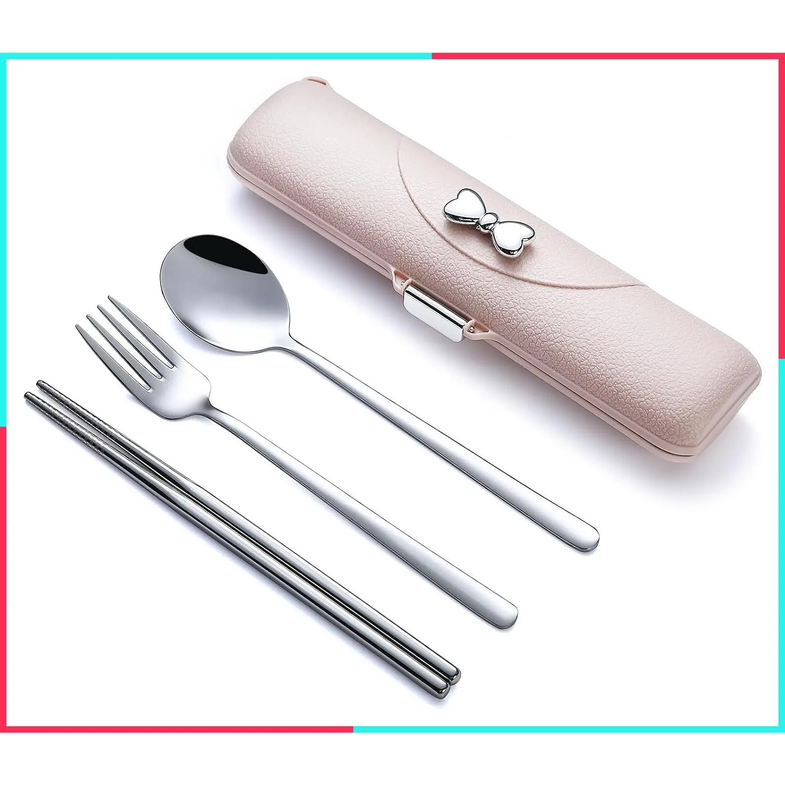 Travel Silverware Set with Carrying Case, Portable Reusable Lunch Utensils for Work and On-the-Go