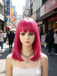Straight Medium-Length Wig, High Saturation, Easy to Style, Perfect for Cosplay, Photo Shoots, Parties, Valentine's Day, New Year