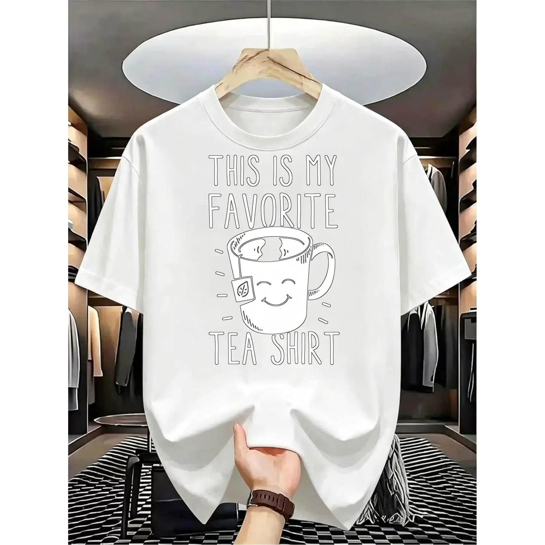 Favorite Tea Shirt Tea Drinker Tea Bag Funny Tea Lover T Shirt.png 1 Layer 01-Same Style for Men and Women 2026 Summer Short-sleeved Printed T-shirt 180G