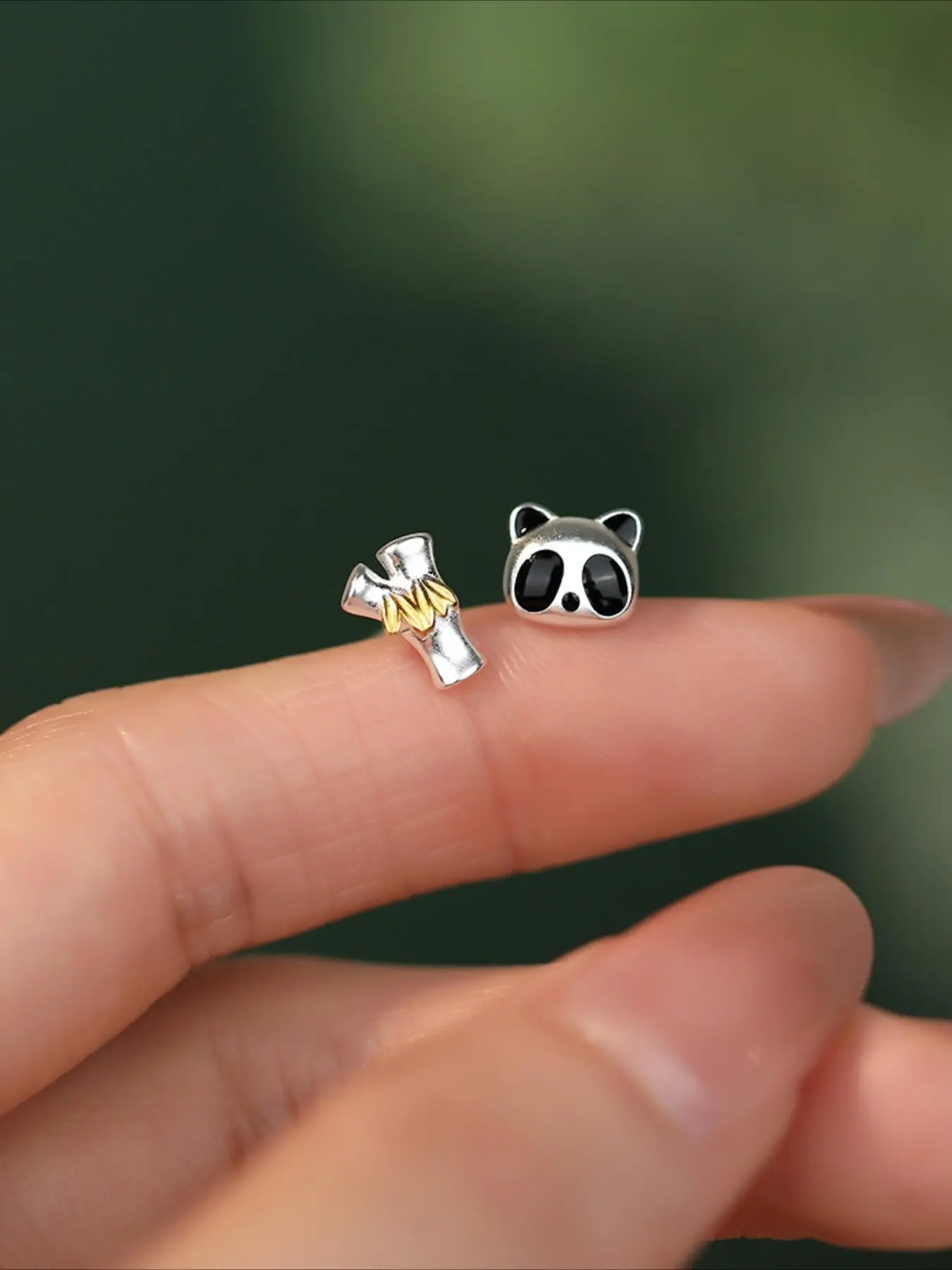 S999 Sterling Silver Cute Panda Design Stud Earrings, Fashionable Jewelry for Women & Girls, Trendy All-match & Exquisite Jewelry for Birthday Gift