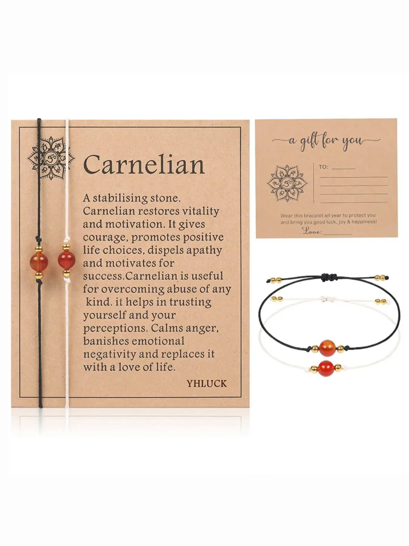 2pcs Carnelian Crystal Bracelet Handmade Natural Healing Gemstone Bracelet with Wish Cards Adjustable Braided Beaded Bracelet Anklet Jewelry Set Yoga Reiki Gift for Couple Friendship Crystals Bracelets