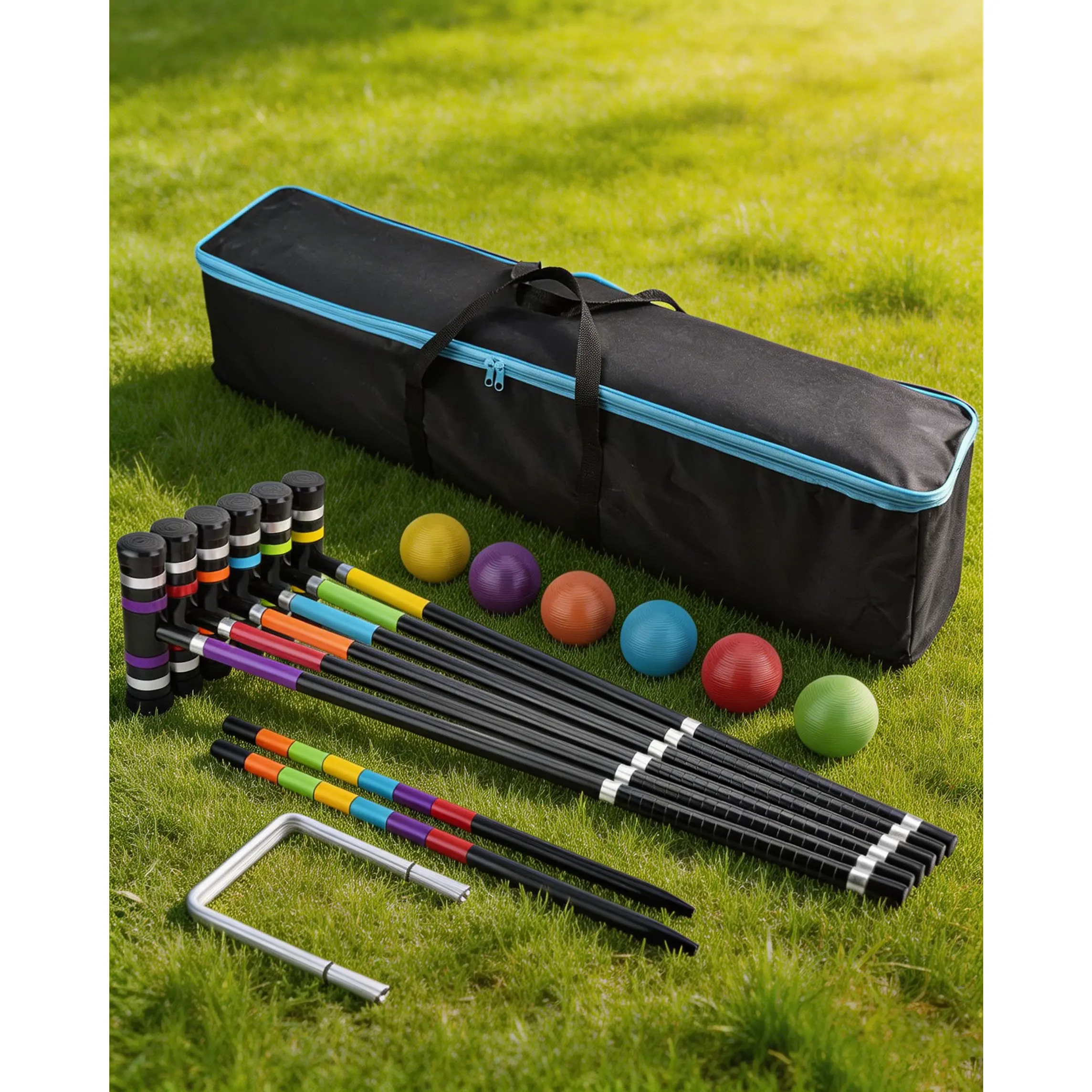 Croquet Set for Family 6 Players with Carrying Bag 35 Inch Premium Outdoor Lawn Game for Kids Adults All Ages