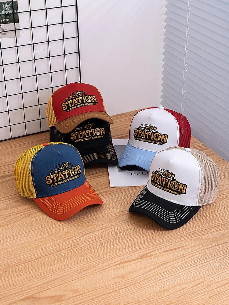 Unisex Mesh Trucker Hat Summer Breathable Cap Embroidery Letter Pattern Streetwear Baseball Cap