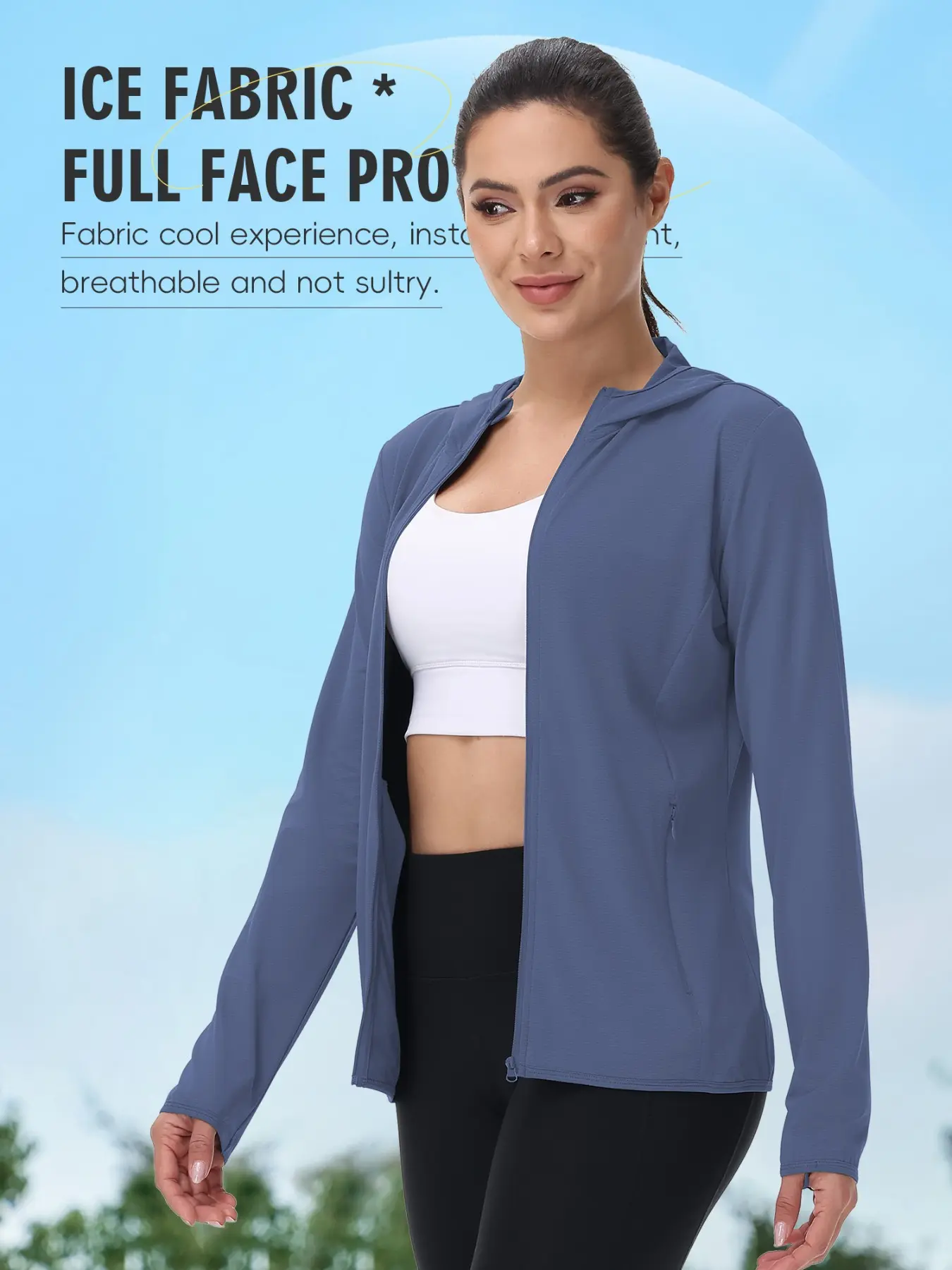 Women's Ice Silk Sun Protection Jacket Long Sleeve Upf50+, Four-Way Stretch, Breathable Hooded Coat, Slim Fit Outdoor UV Protective Clothing