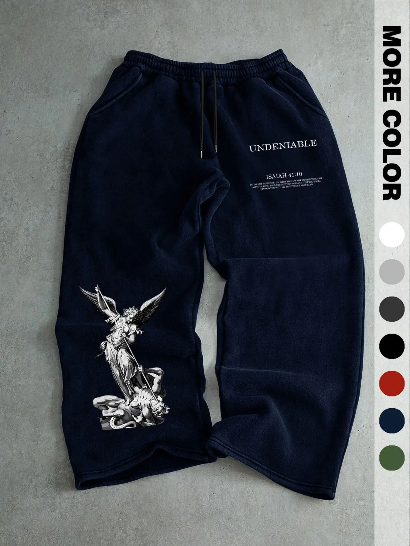 Men's Gothic Print Joggers, Loose Straight Leg Pants, Four-Season Casual Sports Pants, Drawstring Waist and Cuffed Legs, Gym and Leisure Wear