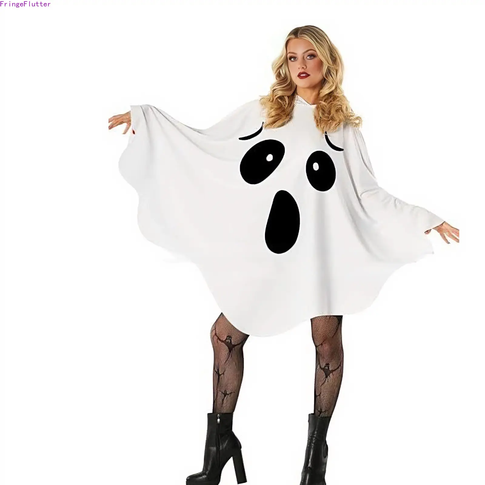 Women's White Western Halloween Costume, Versatile Ghost Witch Fairy Bat Cosplay Outfit, Premium Party Dress Up Attire for Halloween, Theme Parties, Masquerade & Cosplay Events