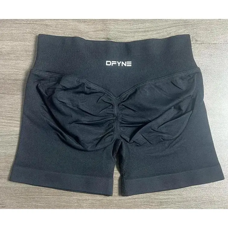 DFYNE Impact Logo Low Waist Seamless Yoga Shorts Scrunch Bum Gym Workout Biker Shorts Stretch Fitness Shorts for Comfort Style