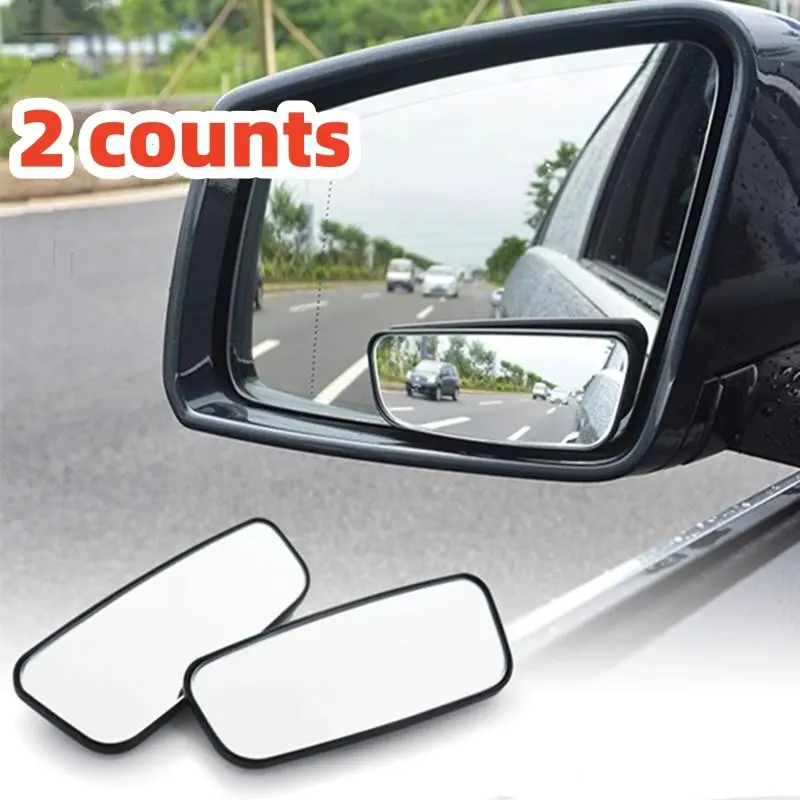 Car Rectangular Blind Spot Mirror Set, HD Wide Angle Backup Aid, Rear View Mirror Widening Blind Zone, Slim Design, Fits Most Cars